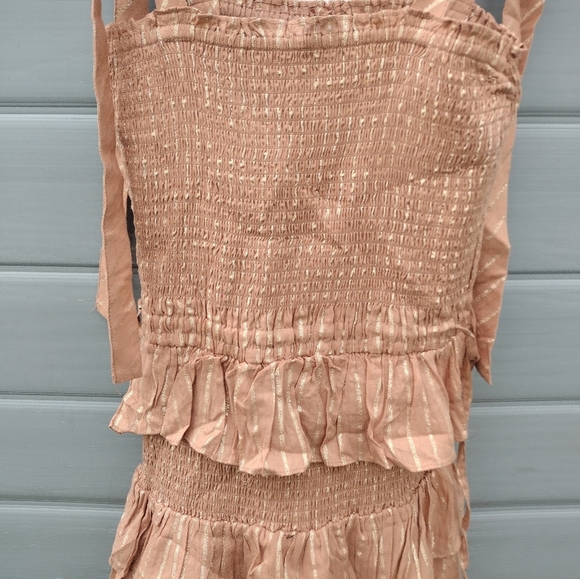 House of Harlow 1960 Desert Rose Corinne Shirred Ruffle Smocked Mini Dress XS - Picture 4 of 13
